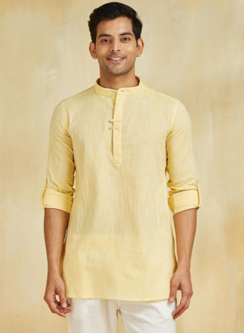 Fabindia Men Striped Daily Cotton Straight Kurtas